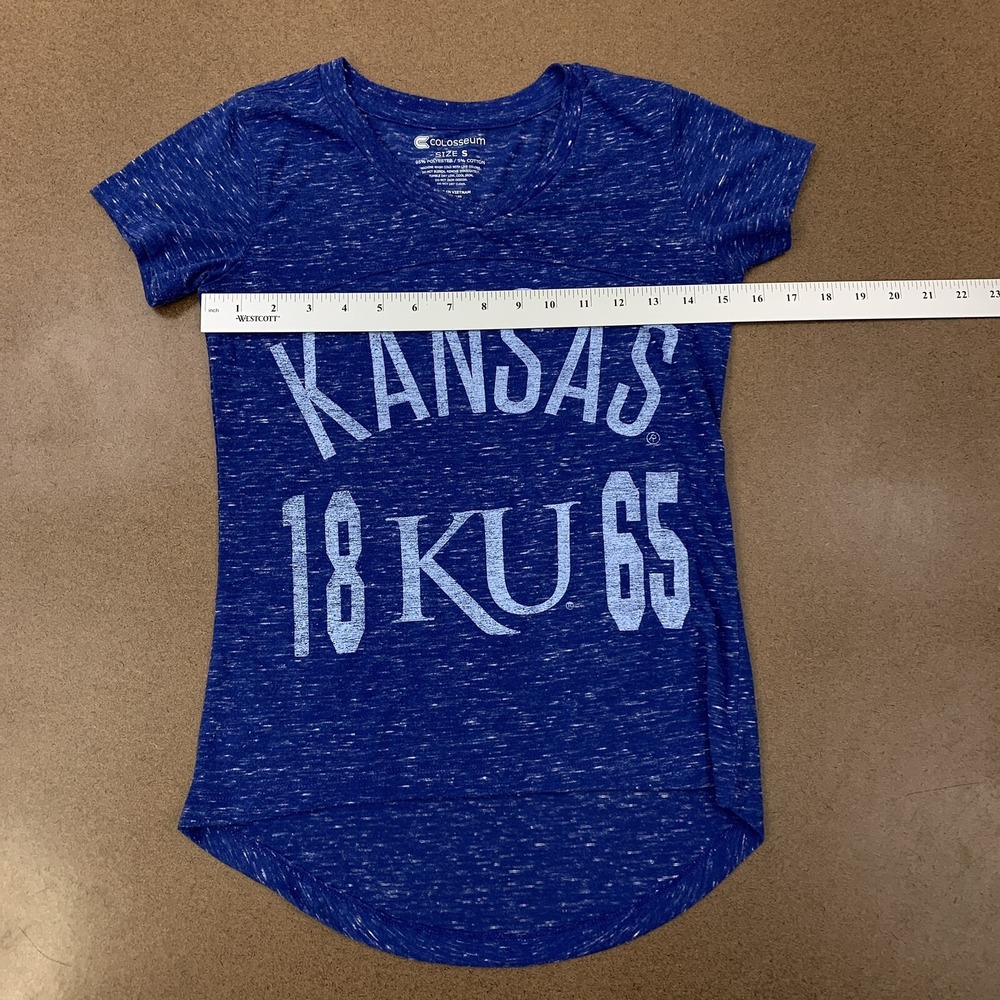 Kansas Jayhawks Colosseum Women's Size Small Blue Short Sleeve Graphic T-Shirt